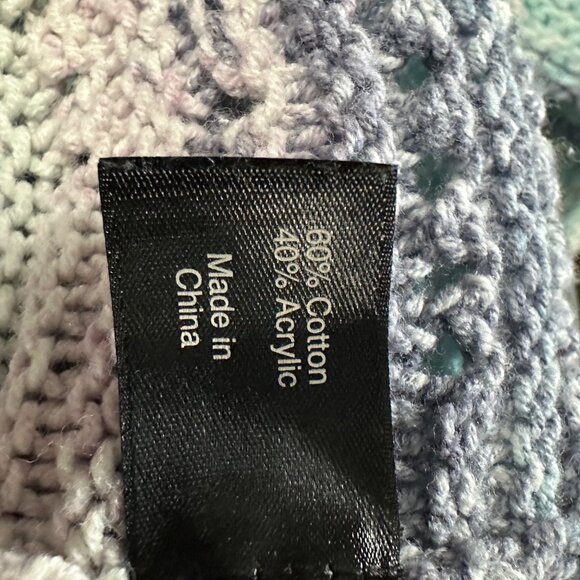 Lane Bryant sz18/20 super purple aqua open knit zig zag 3/4 sleeve tunic sweater - Picture 4 of 6